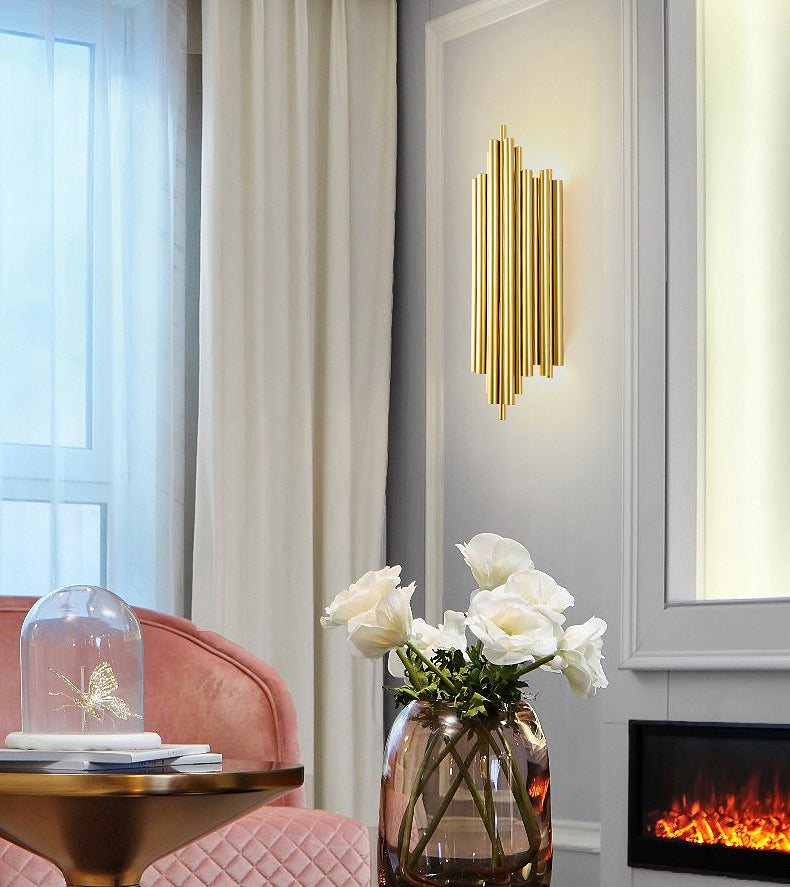 Gouden wandlamp met 4 licht in moderne creatieve stijl smeedijzeren stagger wandlicht