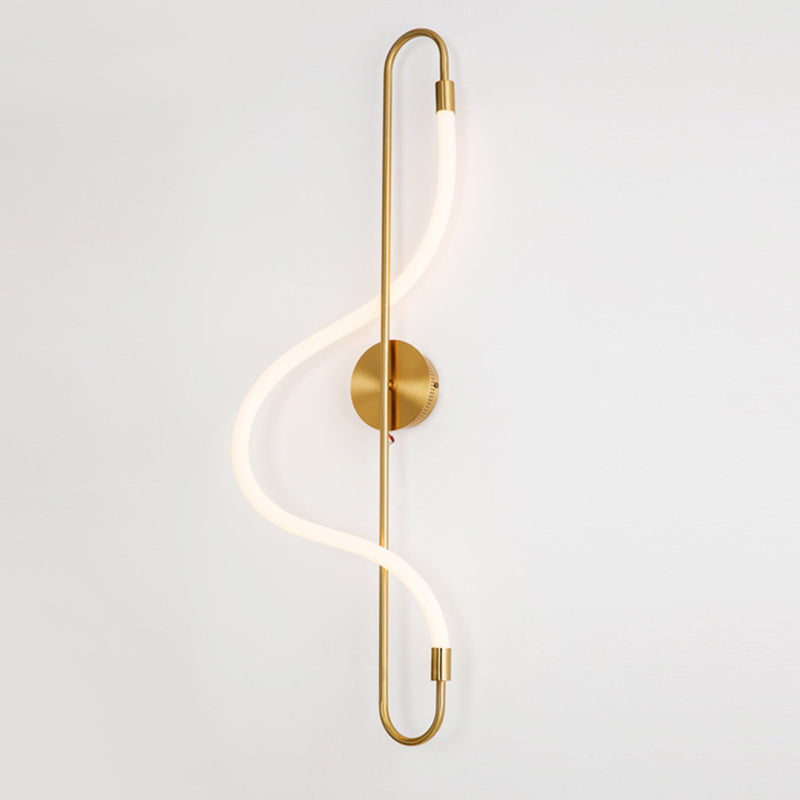 Gold Linear LED Wall Lamp in Modern Creative Style Wrought Iron Wall Sconce with Silicone Shade