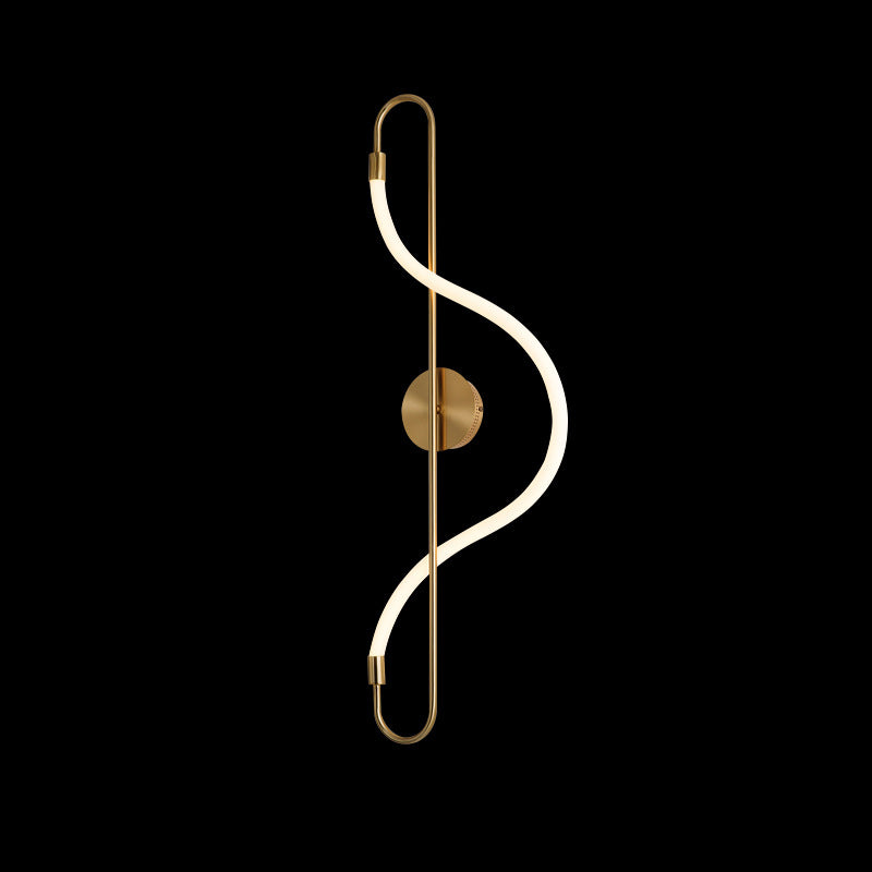 Gold Linear LED Wall Lamp in Modern Creative Style Wrought Iron Wall Sconce with Silicone Shade