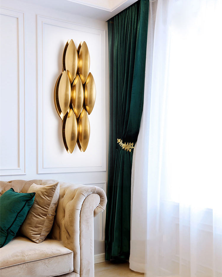 Brass Geometric LED Wall Sconce in Modern Luxury Style Wrought Iron Wall Lamp for Interior Spaces