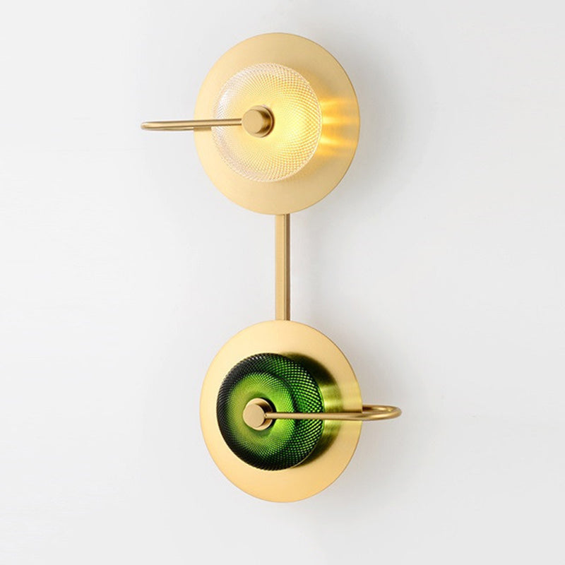 Glass Gold LED Wall Lamp in Modern Luxury Style Metal Circular Wall Light for Interior Spaces