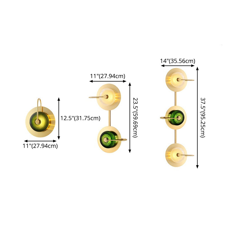 Glass Gold LED Wall Lamp in Modern Luxury Style Metal Circular Wall Light for Interior Spaces