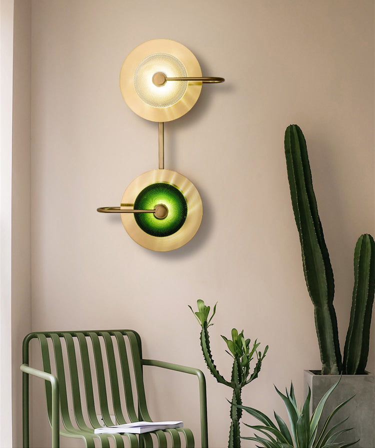 Glass Gold LED Wall Lamp in Modern Luxury Style Metal Circular Wall Light for Interior Spaces
