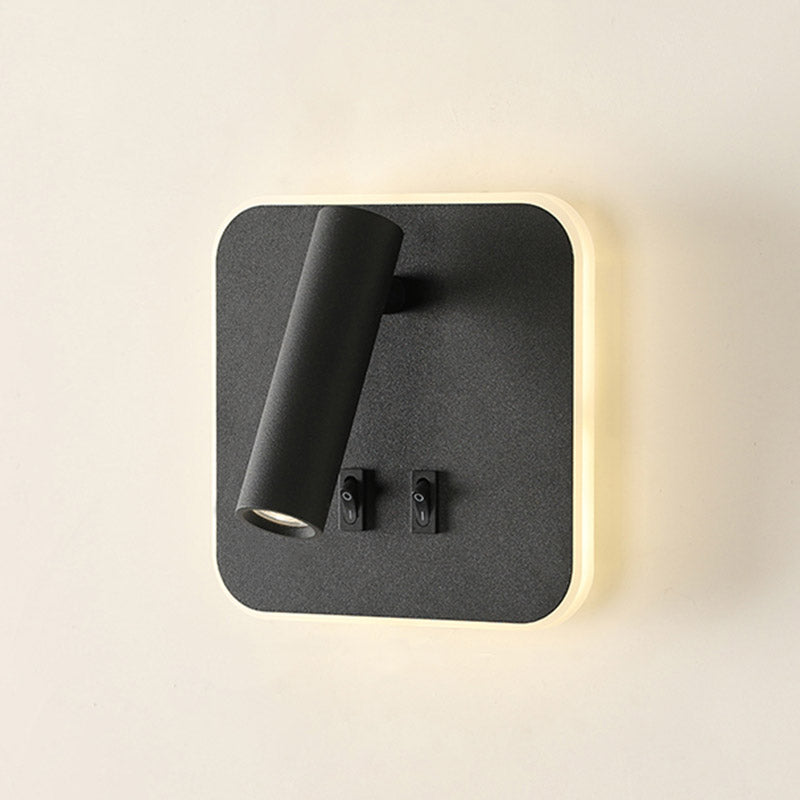 Modern Concise LED Reading Wall Lamp Wrought Iron Square Wall Sconce for Interior Spaces