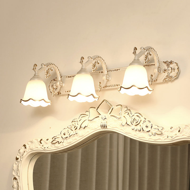 Traditional Simplicity Bell Vanity Sconce Lights Milk Glass Wall Mount Light Fixture for Bathroom