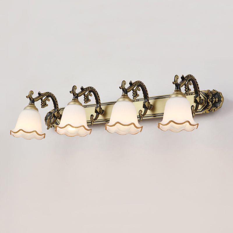 Traditional Simplicity Bell Vanity Sconce Lights Milk Glass Wall Mount Light Fixture for Bathroom