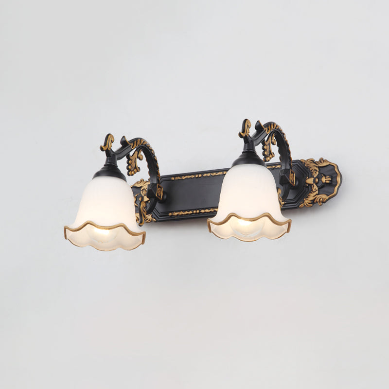 Traditional Simplicity Bell Vanity Sconce Lights Milk Glass Wall Mount Light Fixture for Bathroom