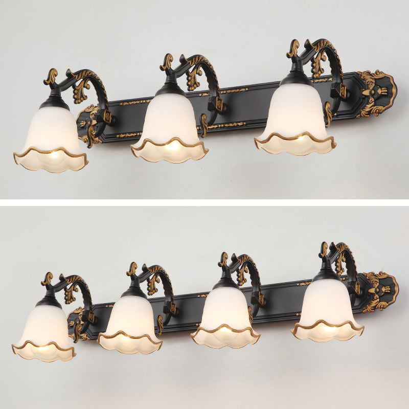 Traditional Simplicity Bell Vanity Sconce Lights Milk Glass Wall Mount Light Fixture for Bathroom
