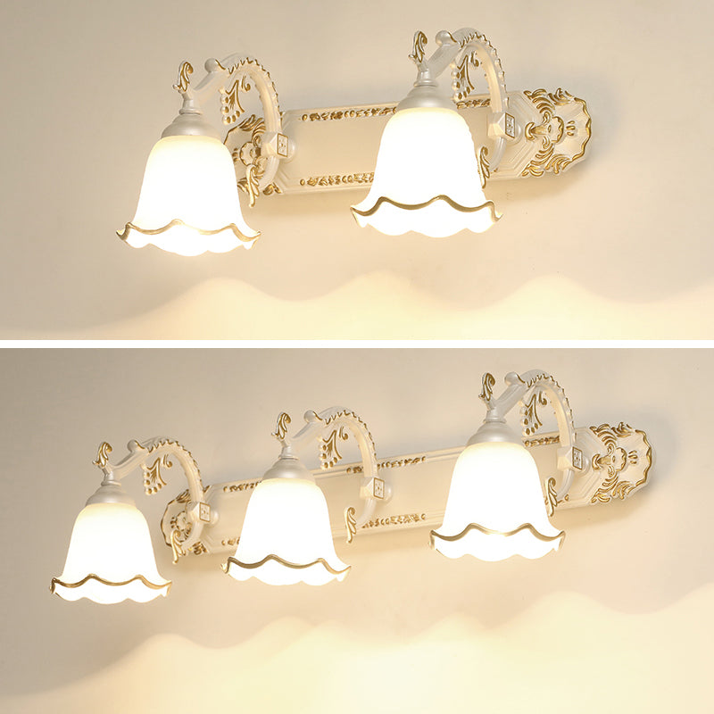 Traditional Simplicity Bell Vanity Sconce Lights Milk Glass Wall Mount Light Fixture for Bathroom