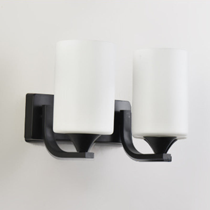 Industrial Vintage Sconce Light Fixtures Milk Glass Cylinder Vanity Wall Lamp Sconce