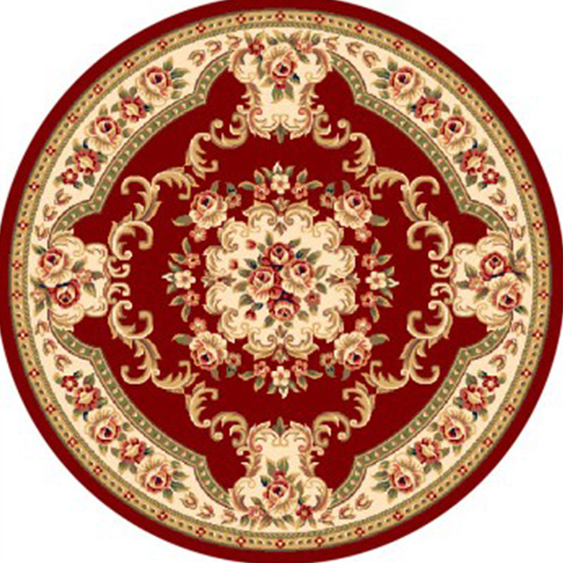 Ronde gele toon retro tapijt polyester Europees print tapijt niet-slip achterste binnenkleed tapijt voor slaapkamer