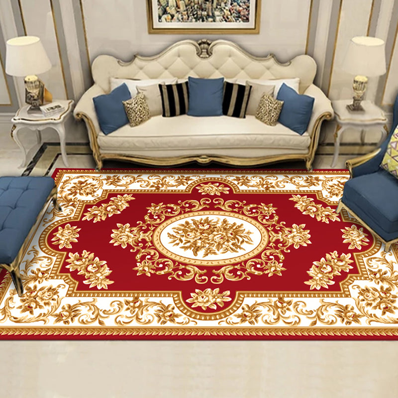 Tapis traditionnel multicolore Polyester Carpet Fleur Imprimé tapis intérieur Détente sans glissement pour le salon