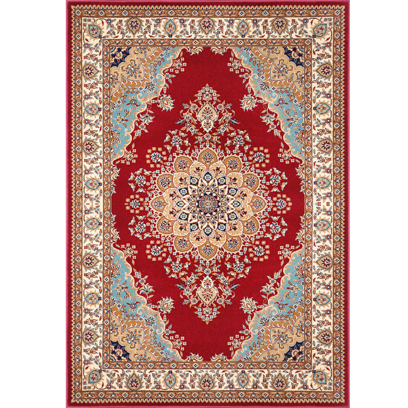 Multicoloe Antique Area Carpet Polyester Flower Indoor Rug Anti-Slip Backing Carpet for Living Room