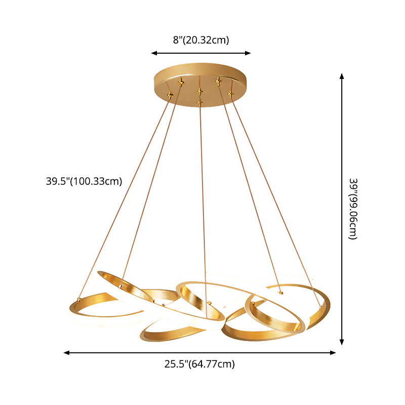 Lámpara de colgación LED lineal dorada en una lámpara de aluminio moderna ajustable con sombra acrílica