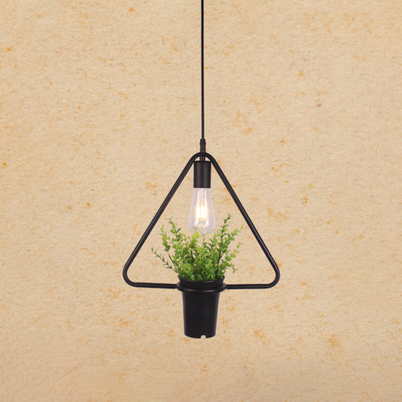 Accesorio de iluminación colgante geométrico estilo loft metal negro colgante de colgante de colgante