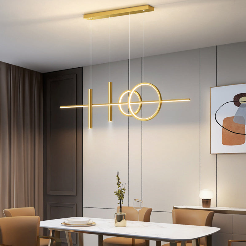 Lampada il lampadario in metallo lineare dell'illuminazione dell'isola a led moderna per sala da pranzo