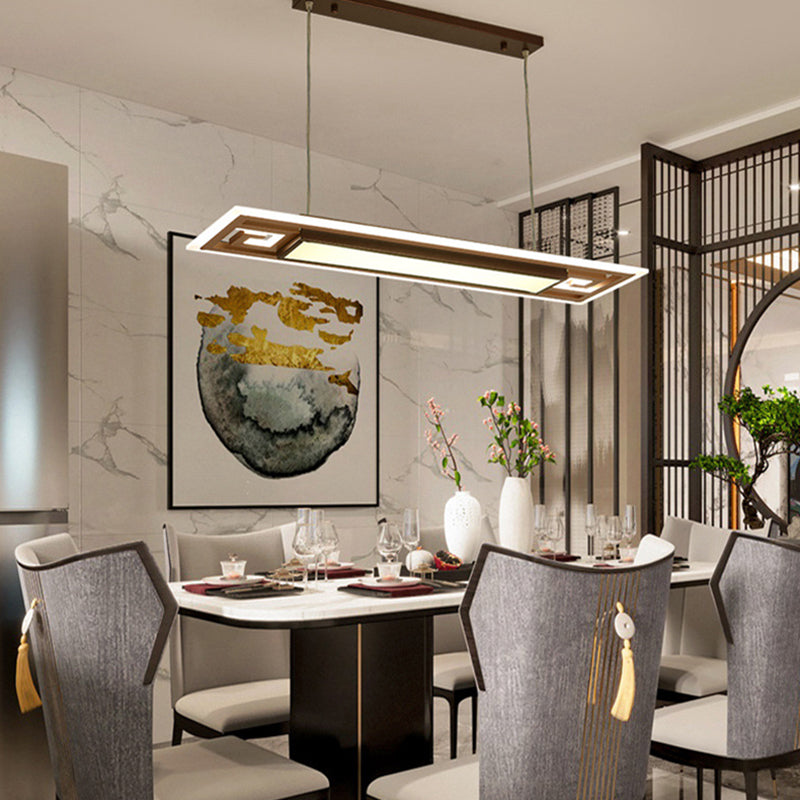 Luci a sospensione a sospensione in metallo marrone lampade a sospensione lineare contemporanea per sala da pranzo