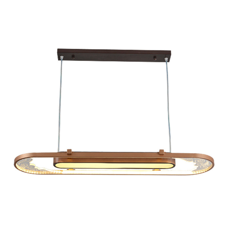 Luci a sospensione a sospensione in metallo marrone lampade a sospensione lineare contemporanea per sala da pranzo