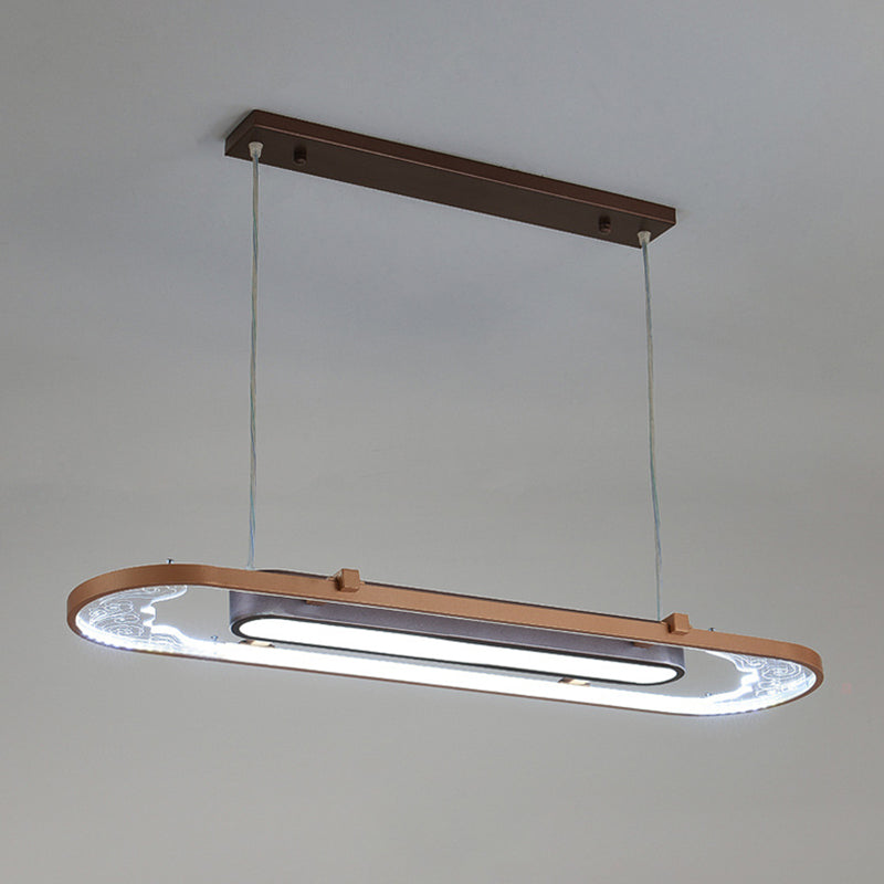 Luci a sospensione a sospensione in metallo marrone lampade a sospensione lineare contemporanea per sala da pranzo