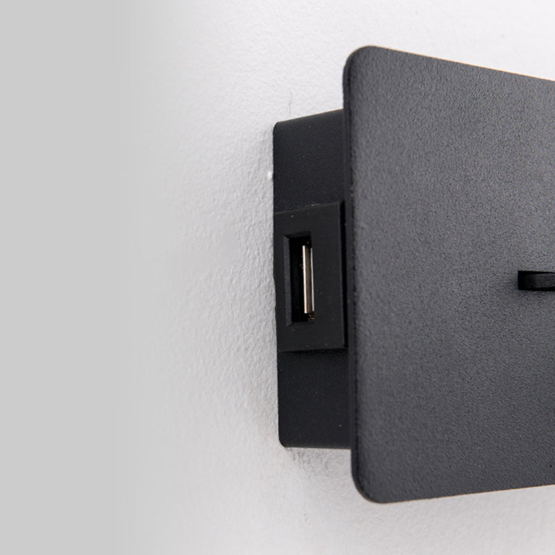 Aluminium Rechteckige LED -Wandlampe im modernen prägnanten Stil Eisenlesen Wandleuchten für Schlafzimmer