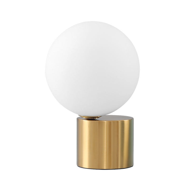 Ball Shaped Nightstand Light Postmodern Ivory Glass 1 Head Gold Table Lamp for Bedroom