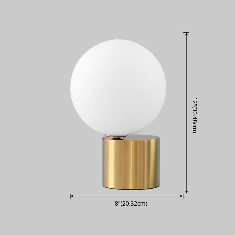 Ball Shaped Nightstand Light Postmodern Ivory Glass 1 Head Gold Table Lamp for Bedroom