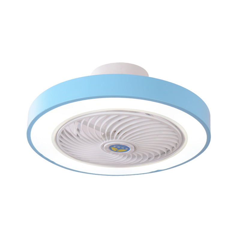 Trommelplafondventilator Licht Noordse metalen LED Slaapkamer Semi Flush Light met afstandsbediening