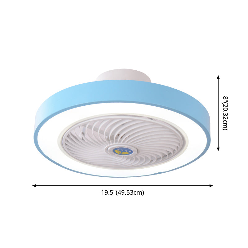 Trommelplafondventilator Licht Noordse metalen LED Slaapkamer Semi Flush Light met afstandsbediening
