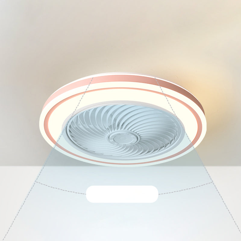 Télécommande Ventilateur de plafond Round Fabrication Macaron Metal LED Semi Flush Mount Mount Lampe For Bedroom