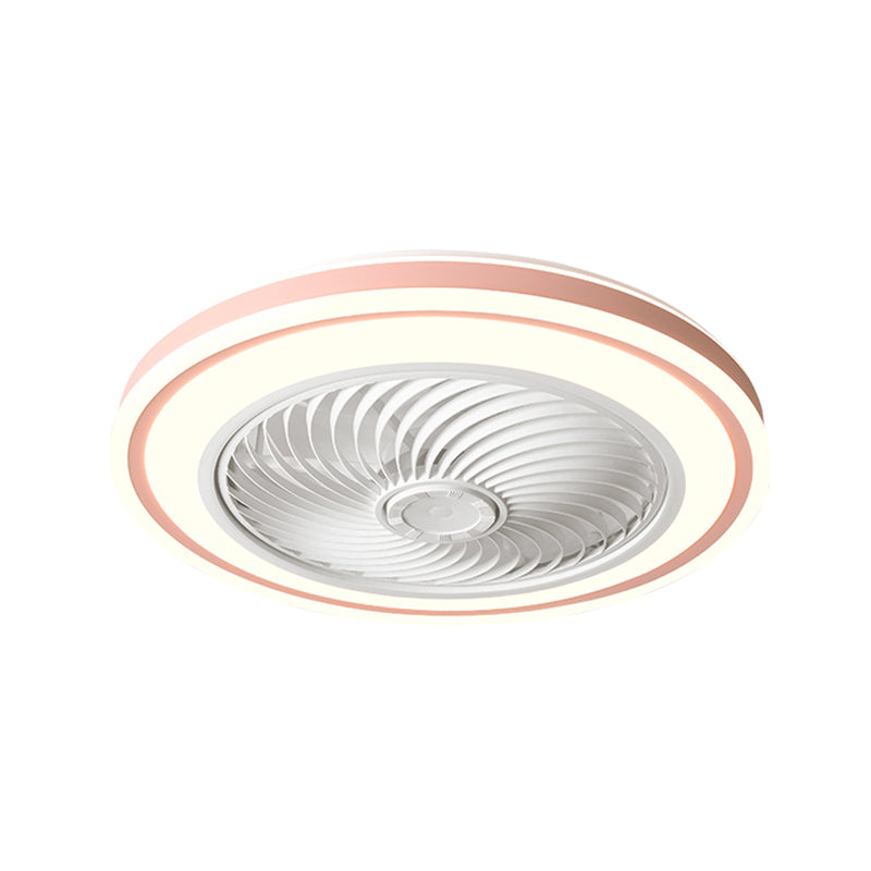 Télécommande Ventilateur de plafond Round Fabrication Macaron Metal LED Semi Flush Mount Mount Lampe For Bedroom