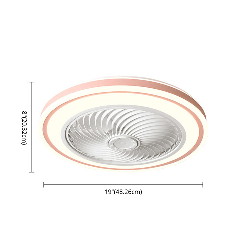 Télécommande Ventilateur de plafond Round Fabrication Macaron Metal LED Semi Flush Mount Mount Lampe For Bedroom