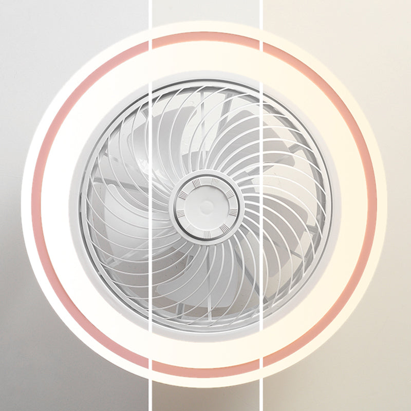 Télécommande Ventilateur de plafond Round Fabrication Macaron Metal LED Semi Flush Mount Mount Lampe For Bedroom