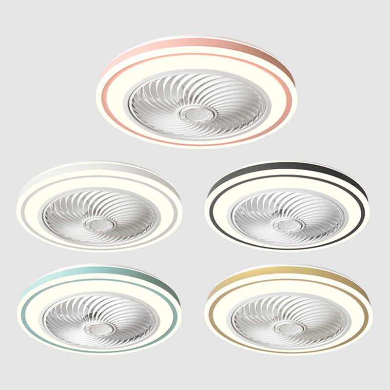 Télécommande Ventilateur de plafond Round Fabrication Macaron Metal LED Semi Flush Mount Mount Lampe For Bedroom