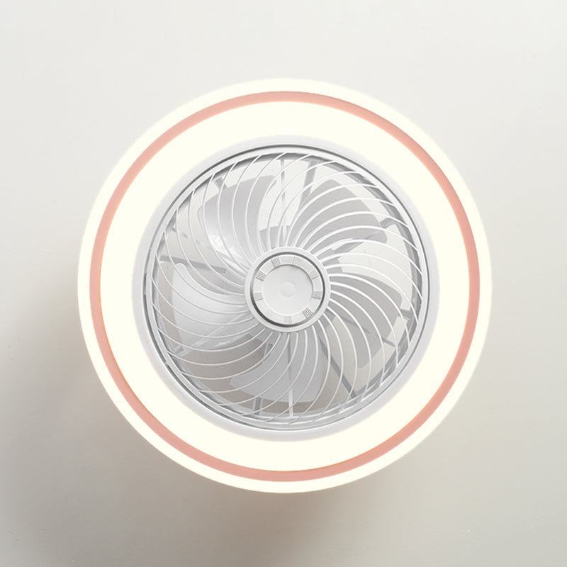 Télécommande Ventilateur de plafond Round Fabrication Macaron Metal LED Semi Flush Mount Mount Lampe For Bedroom