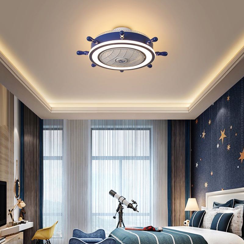 Luce del ventola blu navy LED Mediterranea LED ACRILICO SEMI FLUSH MONTURE LUCE DEL CAMERA PER RAGAZZA
