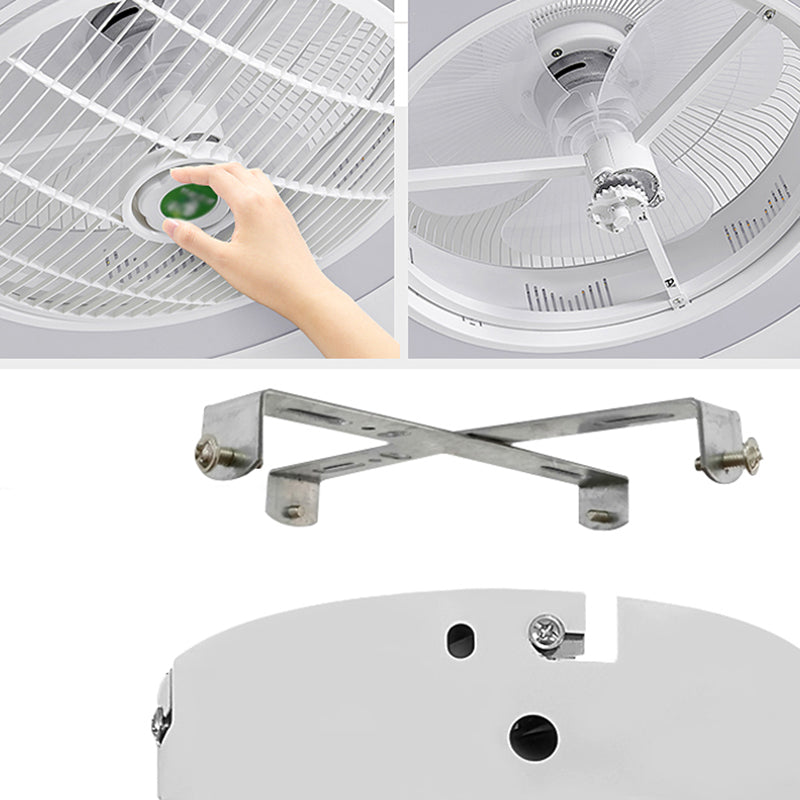 Moderne trommelvormige ventilatorlamp Acryl LED Slaapkamer Semi Flush Light in wit met afgelegen