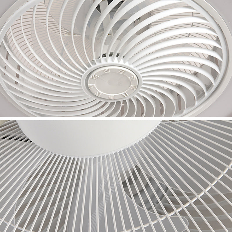 Moderne trommelvormige ventilatorlamp Acryl LED Slaapkamer Semi Flush Light in wit met afgelegen