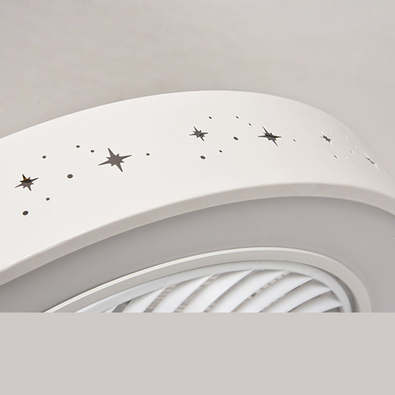 Moderne trommelvormige ventilatorlamp Acryl LED Slaapkamer Semi Flush Light in wit met afgelegen