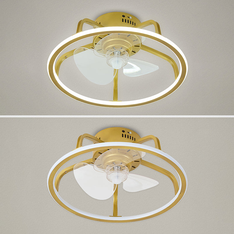 Finition dorée plafond lampe à la lampe à fans contemporaine en métal semi-montage en métal LED pour chambre à coucher