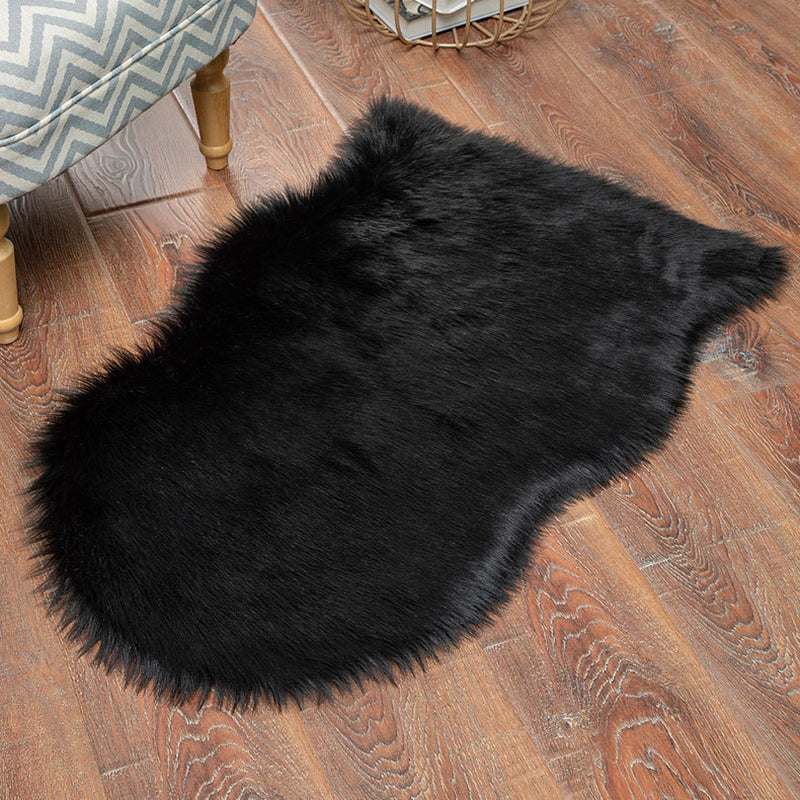 White Living Room Carpet Polyester Solid Color Area Rug Anti-Slip Backing Indoor Rug
