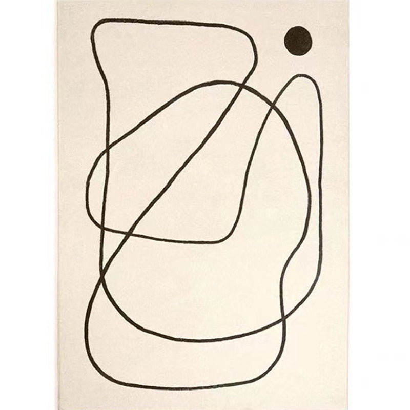 White Modern Indoor Rug Polyester Abstract Carpet Non-Split Backing Rug for Home Decoration
