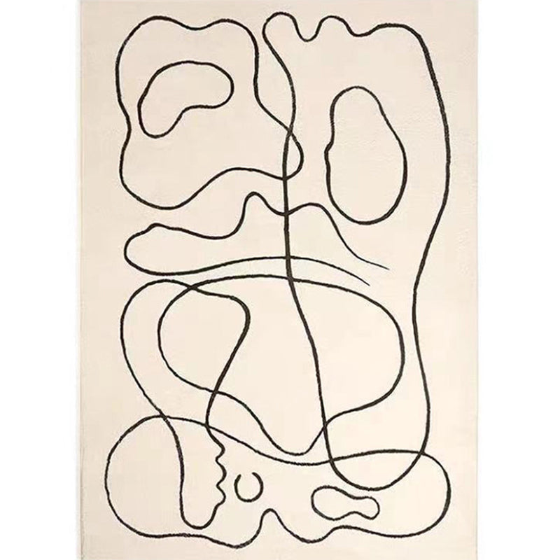 White Modern Indoor Rug Polyester Abstract Carpet Non-Split Backing Rug for Home Decoration