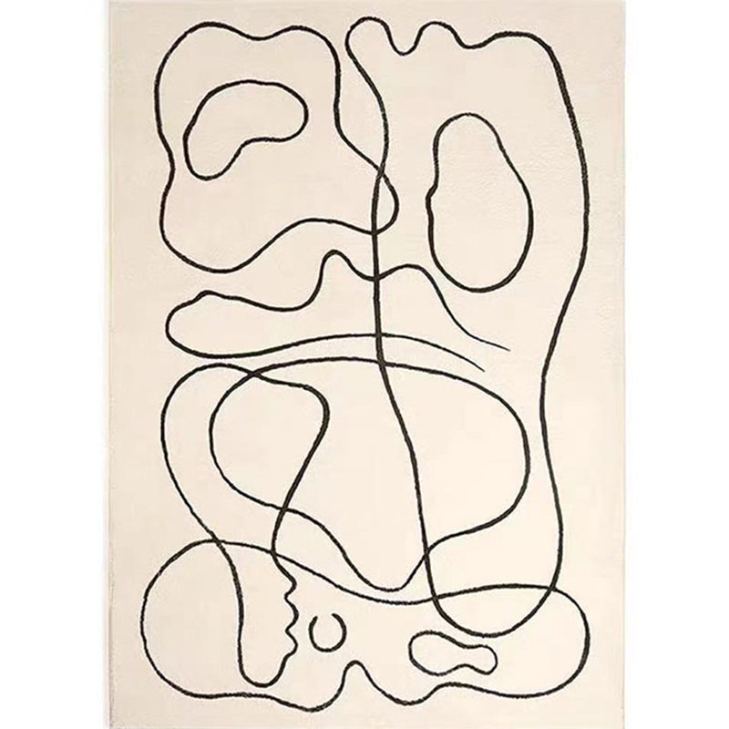 White Modern Indoor Rug Polyester Abstract Carpet Non-Split Backing Rug for Home Decoration