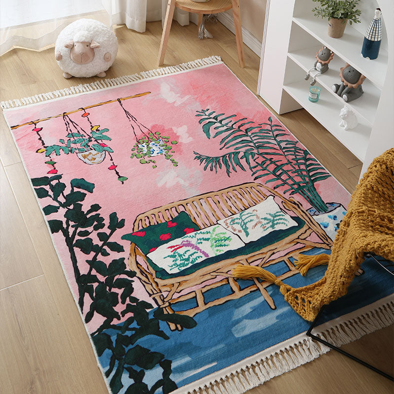 Boho-chic gebied tapijt polyester graffiti print binnen tapijt huisdiervriendelijk tapijt voor woonkamer
