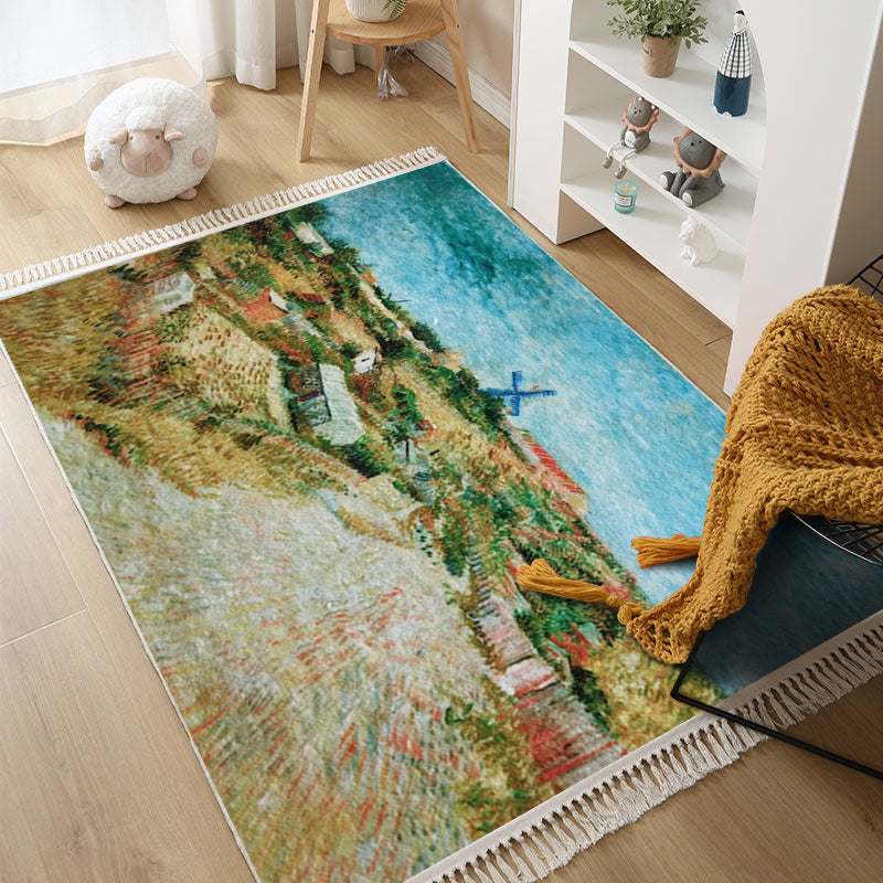 Boho-chic gebied tapijt polyester graffiti print binnen tapijt huisdiervriendelijk tapijt voor woonkamer