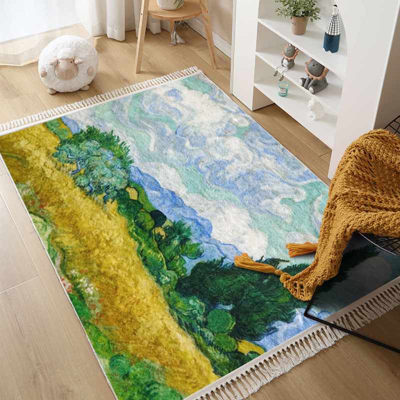 Boho-chic gebied tapijt polyester graffiti print binnen tapijt huisdiervriendelijk tapijt voor woonkamer