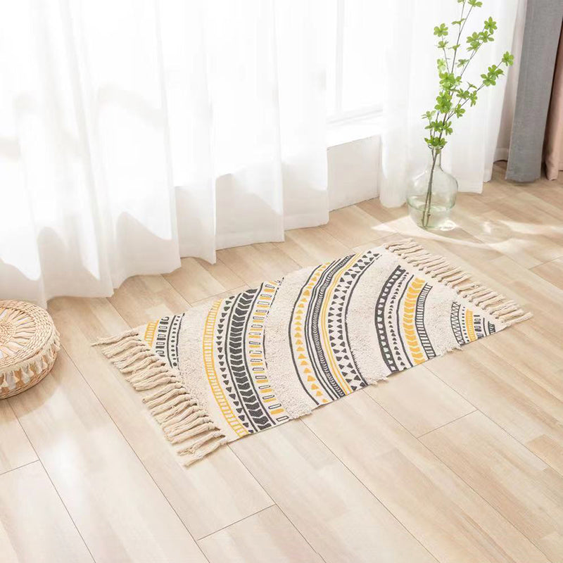 Fancy Boheemse tapijt Green Polyester Americana Print Area Carpet Fringe Rug voor woningdecoratie
