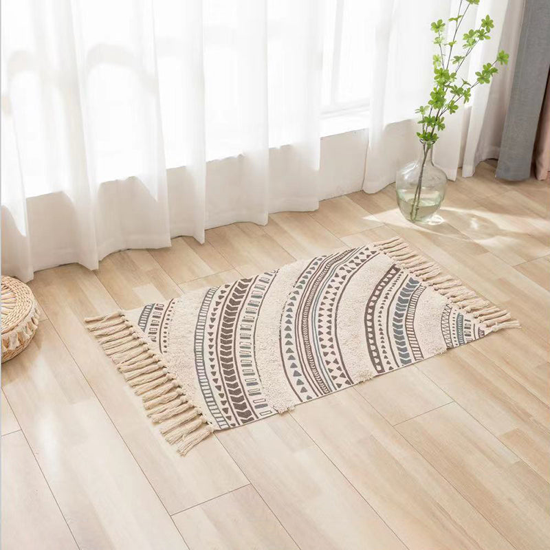 Fancy Boheemse tapijt Green Polyester Americana Print Area Carpet Fringe Rug voor woningdecoratie