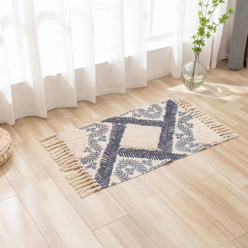Fancy Boheemse tapijt Green Polyester Americana Print Area Carpet Fringe Rug voor woningdecoratie