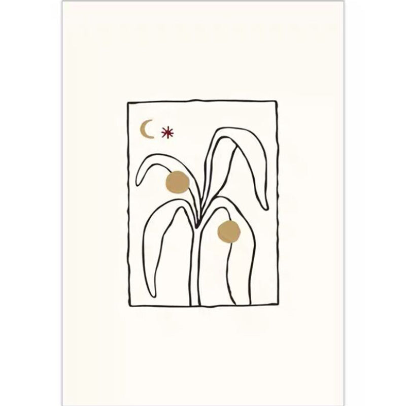 Beige Living Room Carpet Modern Plant Pattern Area Rug Polyester Non-Slip Backing Rug